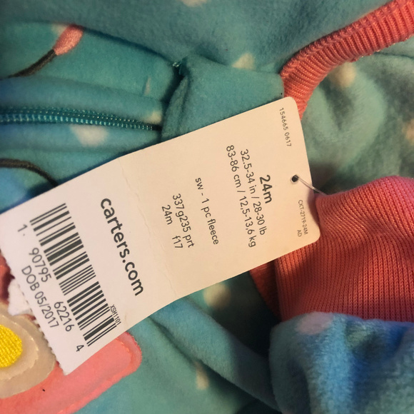 3/$10 kids carters 1 pc fleece pj blue 24 month - Picture 7 of 7